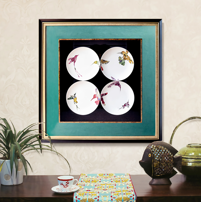 設計師樣板間實物盤子畫 現代輕奢餐廳玄關立體掛畫 錦瓷