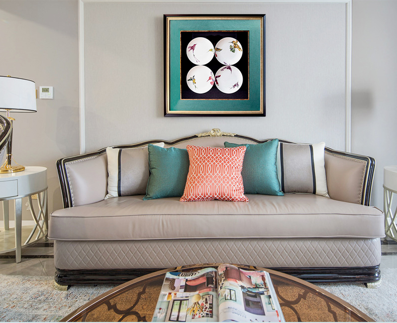 設計師樣板間實物盤子畫 現代輕奢餐廳玄關立體掛畫 錦瓷