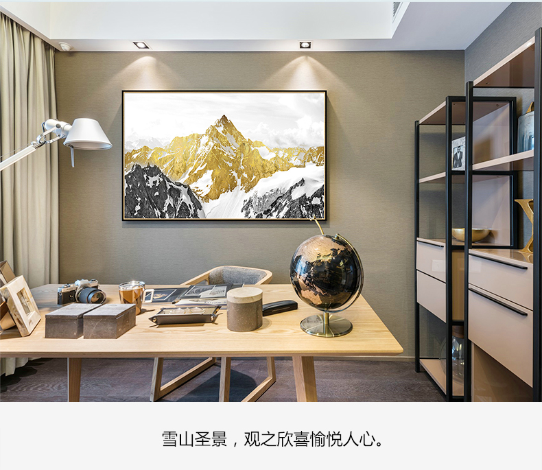 現(xiàn)代油畫(huà) 客廳別墅沙發(fā)背景墻掛畫(huà) 靠山招財(cái)畫(huà) 純手繪油畫(huà) 雪山圣景（單）