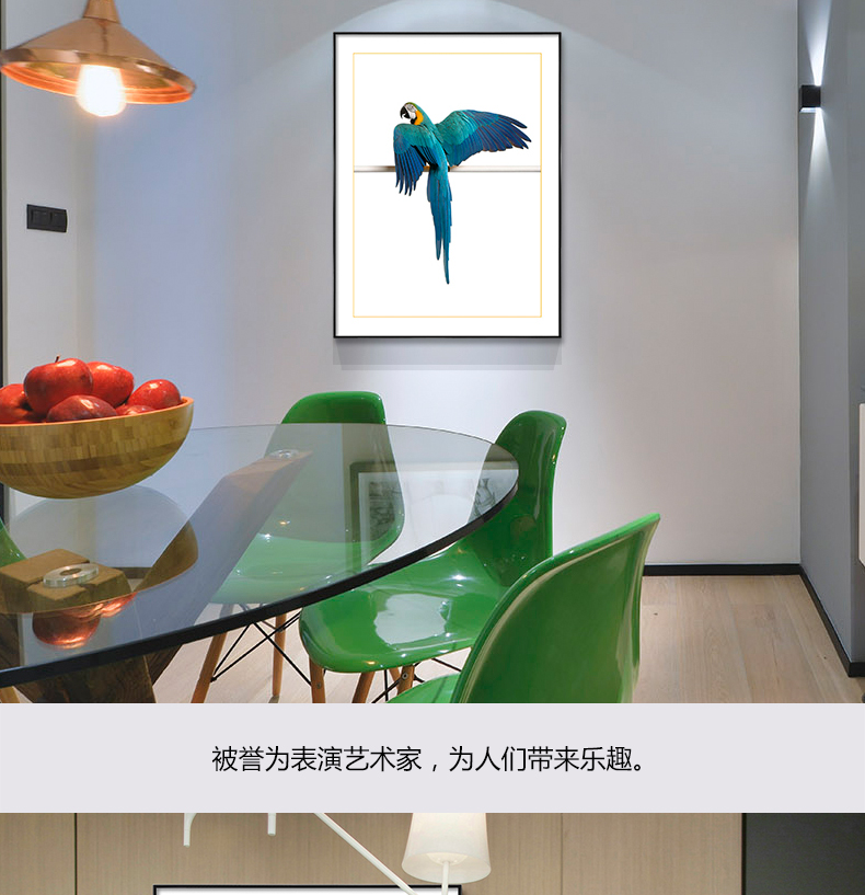 歐式輕奢動物組合掛畫 臥室餐廳裝飾畫晶瓷畫  純手繪油畫 金剛鸚鵡