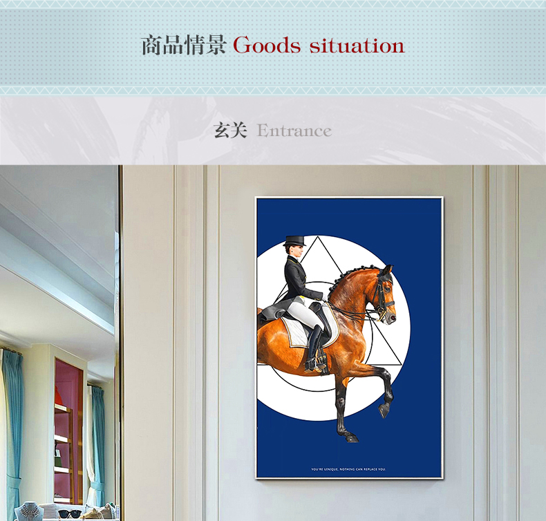 現(xiàn)代簡約客廳裝飾畫 歐式玄關(guān)走廊壁畫 法式晶瓷畫 純手繪油畫 馬背上的女子