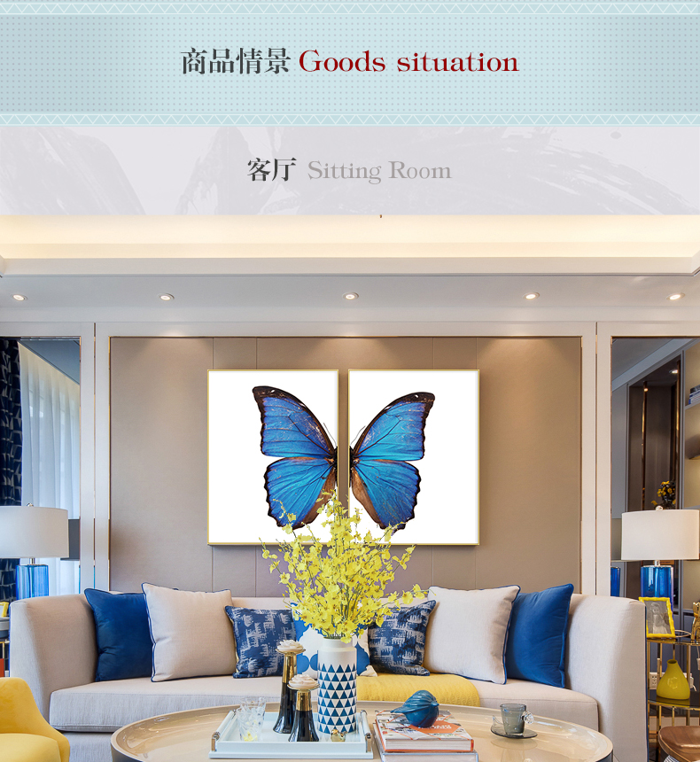 現(xiàn)代輕奢簡歐動(dòng)物裝飾畫 餐廳蝴蝶標(biāo)本鋁合金框晶瓷畫 純手繪油畫 蝶舞
