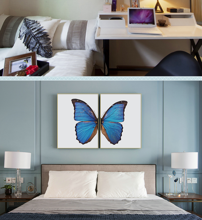 現(xiàn)代輕奢簡歐動(dòng)物裝飾畫 餐廳蝴蝶標(biāo)本鋁合金框晶瓷畫 純手繪油畫 蝶舞