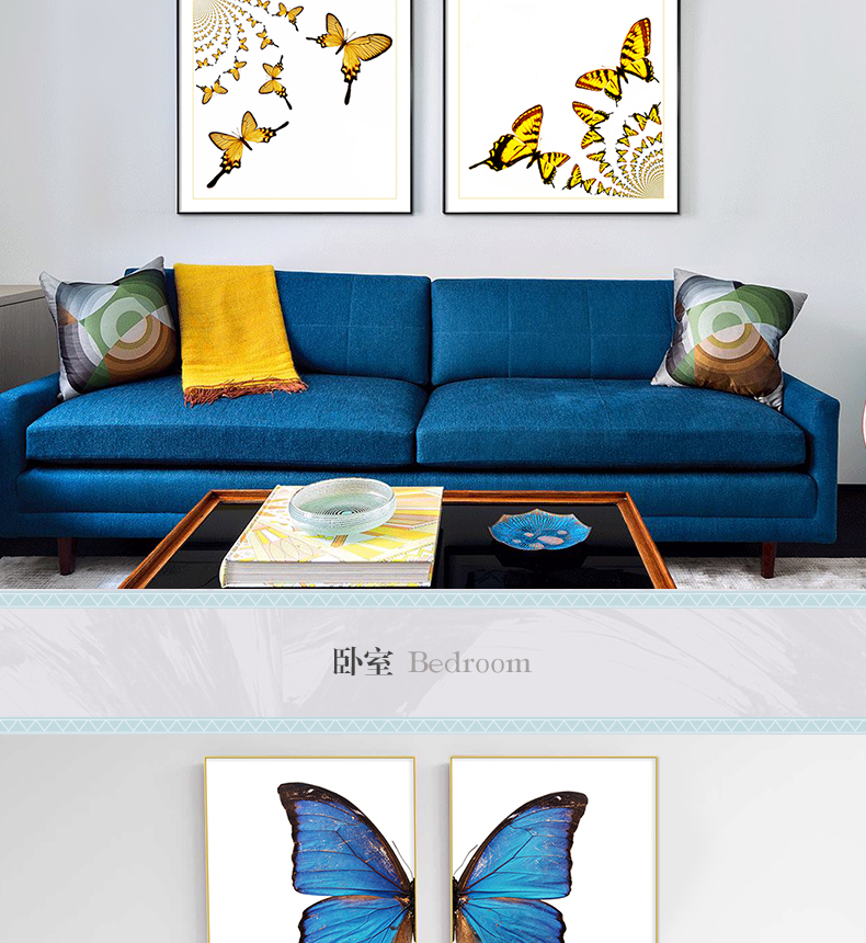 現(xiàn)代輕奢簡歐動(dòng)物裝飾畫 餐廳蝴蝶標(biāo)本鋁合金框晶瓷畫 純手繪油畫 蝶舞