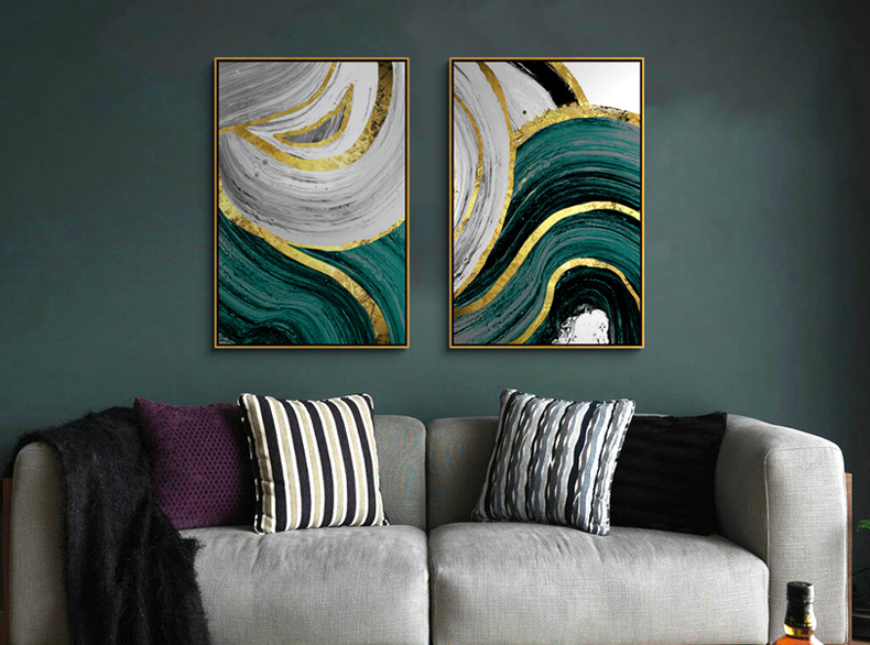 現(xiàn)代簡約抽象組合客廳玄關臥室有框掛畫 晶瓷畫 純手繪油畫 靈源