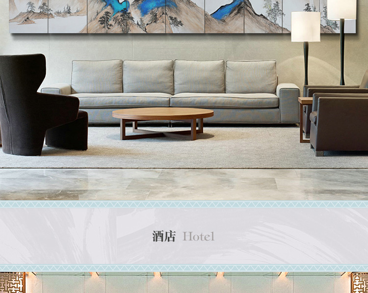 新中式會(huì)議室酒店山水風(fēng)景壁畫 大型高端定制巨幅手繪裝飾畫 南山