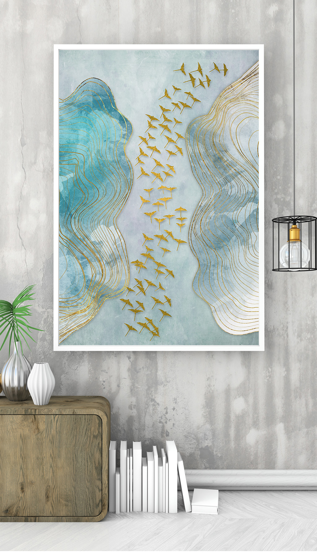 現(xiàn)代簡約抽象畫 客廳掛畫 臥室藝術(shù)裝飾畫 手繪油畫 金雁過境