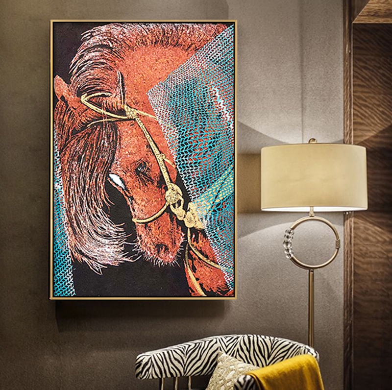 現(xiàn)代創(chuàng)意簡(jiǎn)約客廳裝飾畫(huà) 臥室原創(chuàng)手繪砂巖立體畫(huà) 餐廳環(huán)保PS框掛畫(huà) 駿馬2