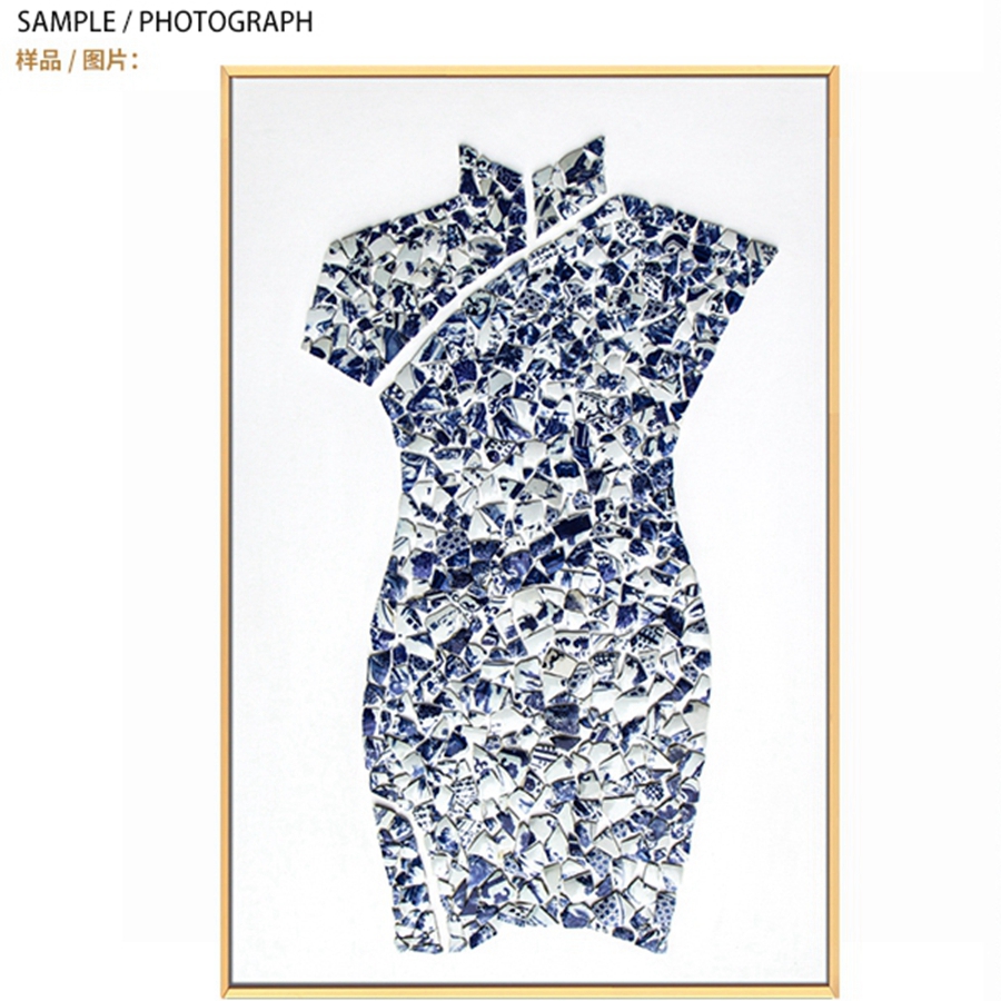 新中式客廳裝飾畫 臥室實物畫 餐廳掛畫 旗袍